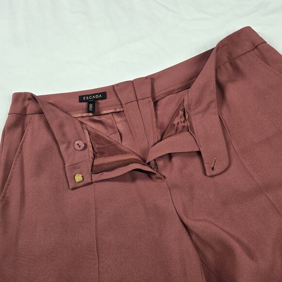 Escada Womens Pants Straight Leg Crop Trouser Sz 38 US 8 Classic Red Orange Pink - Picture 4 of 10
